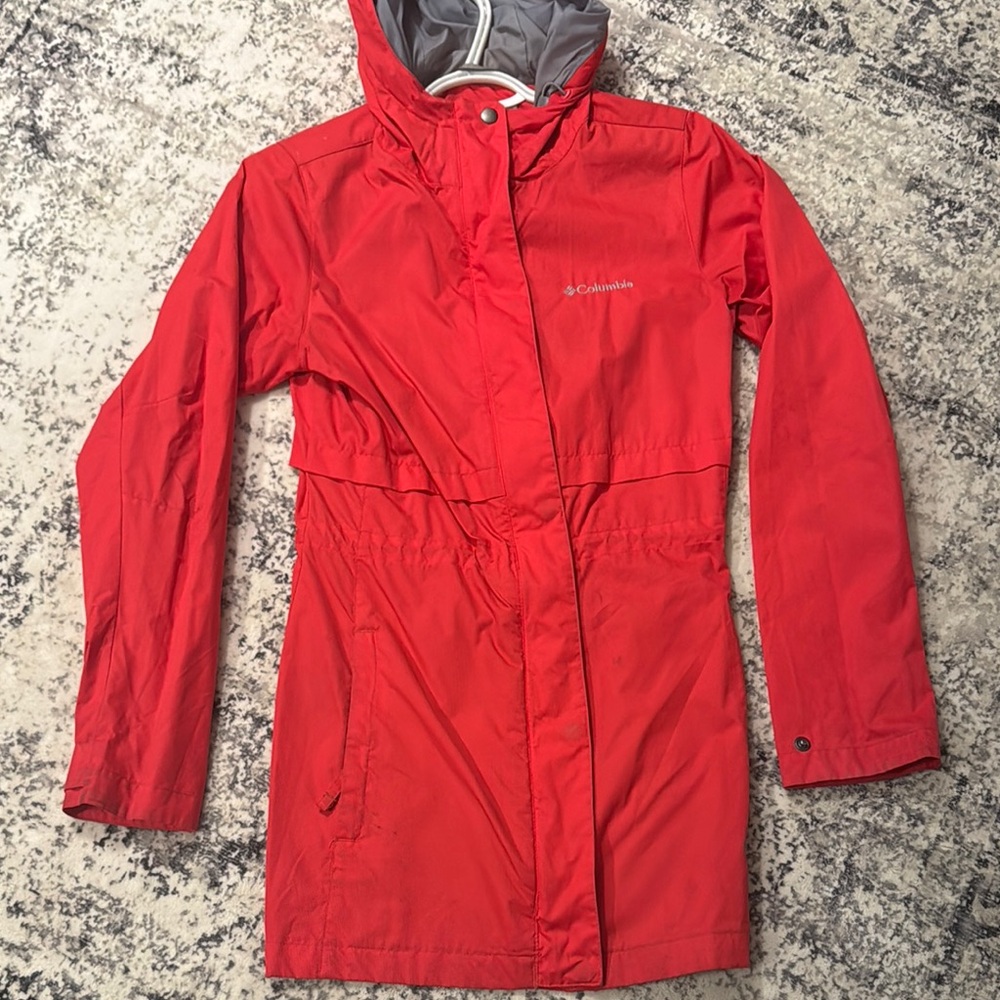 Columbia Red Hooded Rain Jacket
